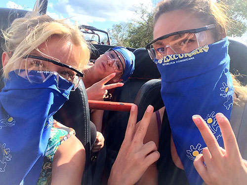 Girls on dune buggy excursion in Punta Cana